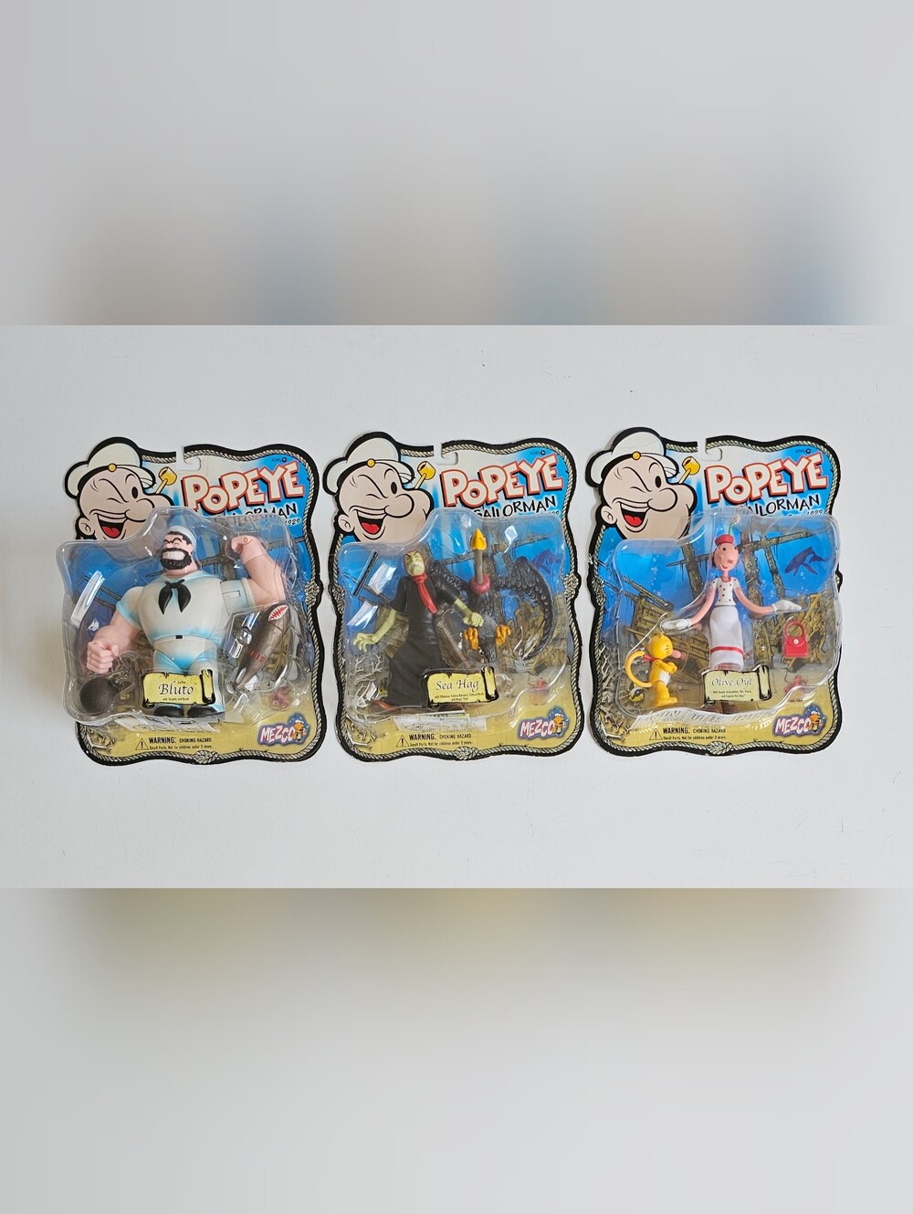 Vintage Popeye the Sailorman 2001 Mezco Action Figures Sea Hag, Bluto, Olive Oyl